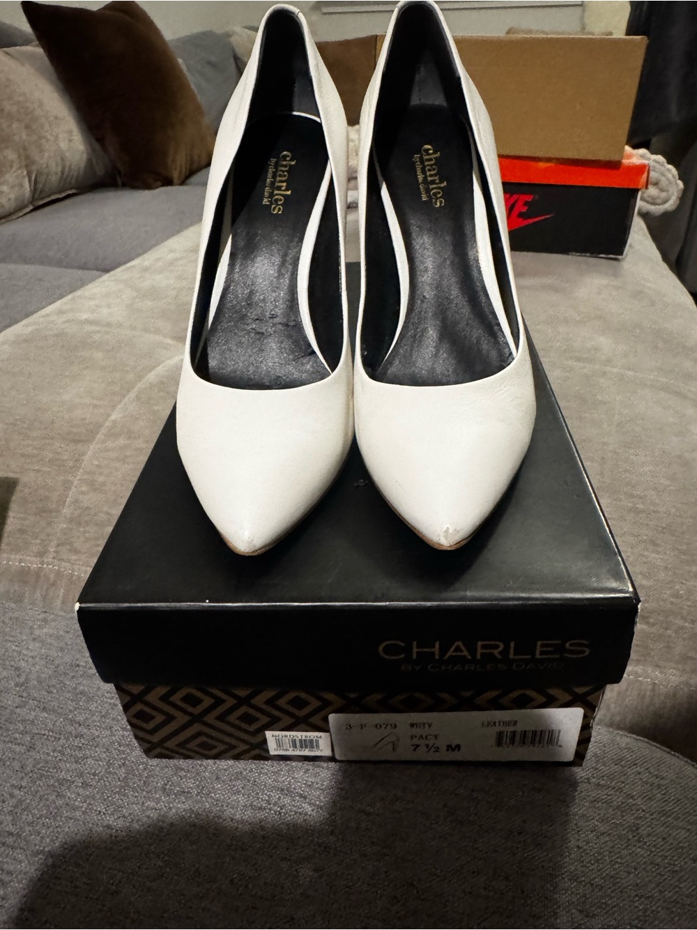 Charles By Charles David White Pointed-Toe Leather Pumps